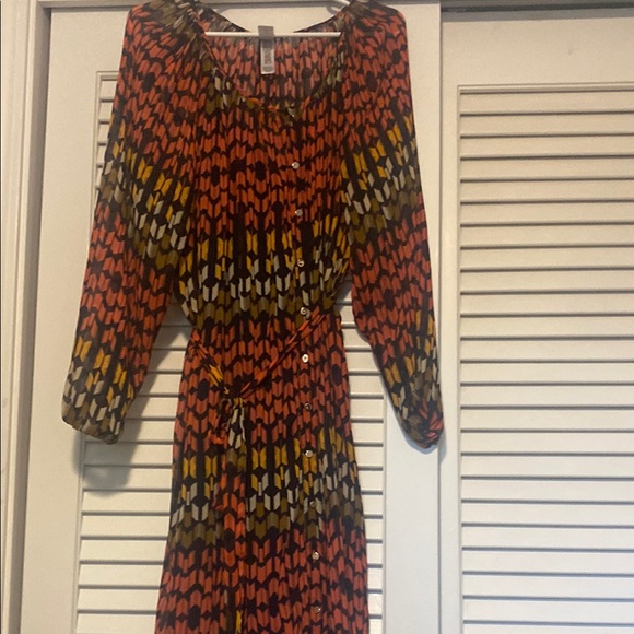 Pure Energy Orange and Black Long Sleeve Sundress - Picture 1 of 3